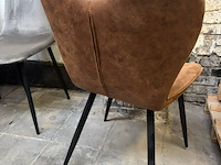 2x eetkamerstoel cognac microfiber - afbeelding 1 van  2