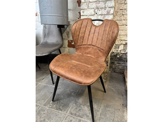 2x eetkamerstoel cognac microfiber - afbeelding 2 van  2