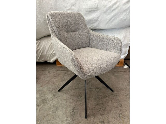 2x eetkamerstoel met draaipoot grijs bouclé - afbeelding 1 van  2