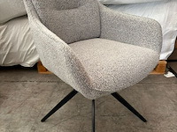 2x eetkamerstoel met draaipoot grijs bouclé - afbeelding 1 van  2