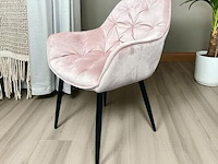 2x eetkamerstoel met leuning pink velvet - afbeelding 1 van  1