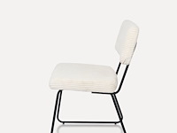 2x eetkamerstoel metalen onderstel - witte ribbelstof - afbeelding 3 van  5