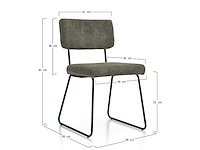 2x eetkamerstoel metalen onderstel - witte ribbelstof - afbeelding 4 van  5