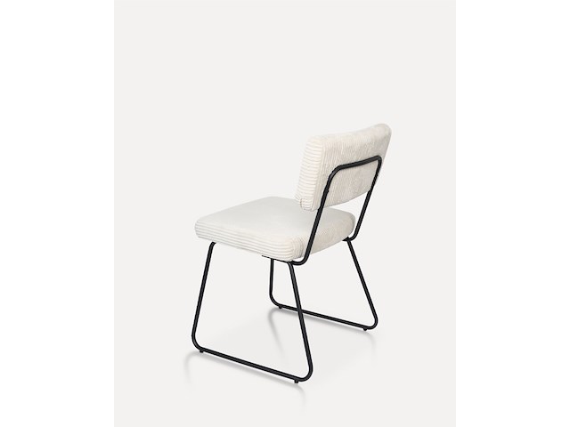 2x eetkamerstoel metalen onderstel - witte ribbelstof - afbeelding 2 van  5