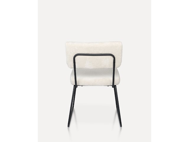 2x eetkamerstoel metalen onderstel - witte ribbelstof - afbeelding 5 van  5