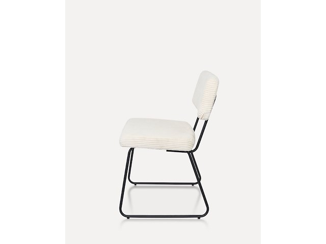 2x eetkamerstoel metalen onderstel - witte ribbelstof - afbeelding 3 van  5