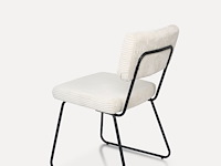 2x eetkamerstoel metalen onderstel - witte ribbelstof - afbeelding 2 van  5