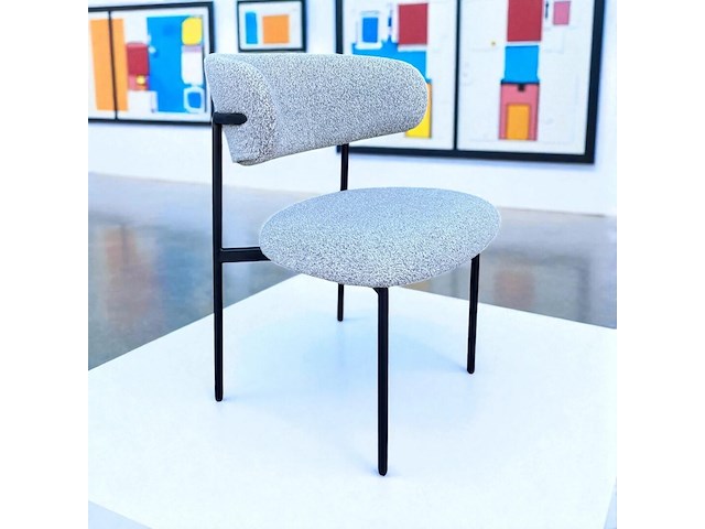 2x eetkamerstoel metalen onderstel grijs - afbeelding 1 van  4