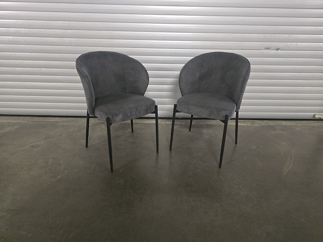 2x eetkamerstoel mhm grijze ribstof - afbeelding 1 van  5