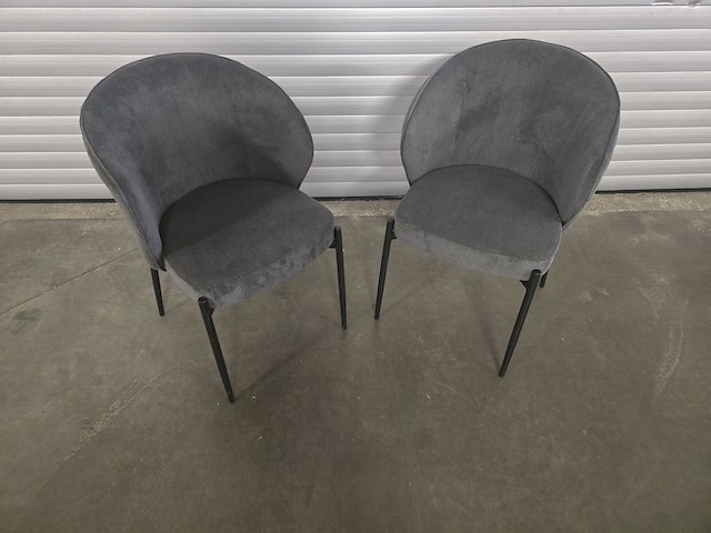 2x eetkamerstoel mhm grijze ribstof - afbeelding 2 van  5