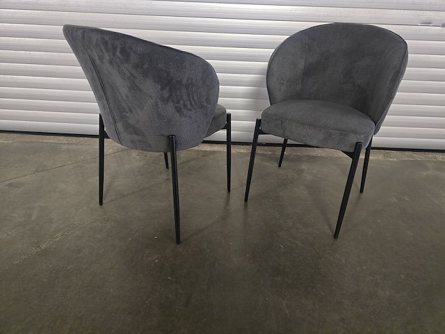 2x eetkamerstoel mhm grijze ribstof - afbeelding 5 van  5