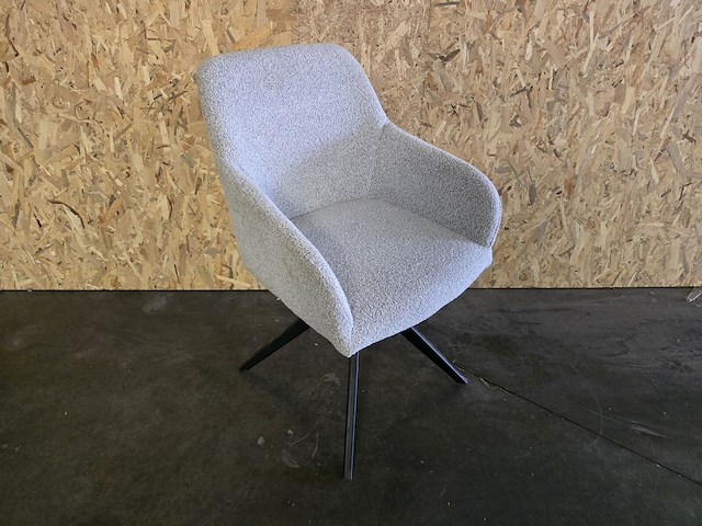 2x eetkamerstoel mhm15 beige bouclé met kruispoot - afbeelding 1 van  5