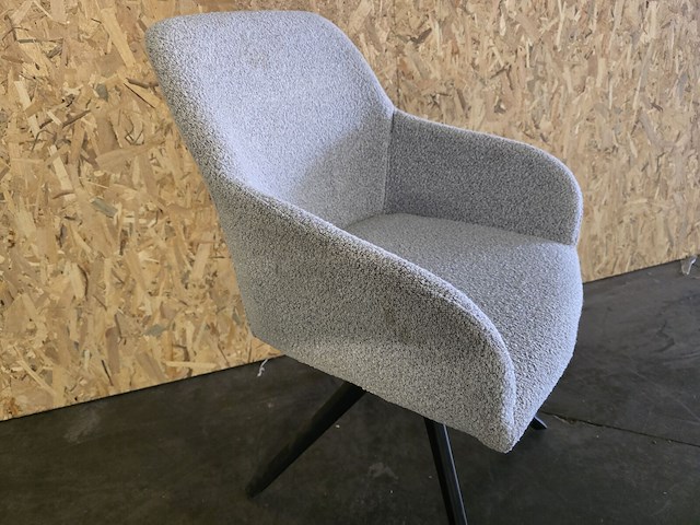 2x eetkamerstoel mhm15 beige bouclé met kruispoot - afbeelding 3 van  5