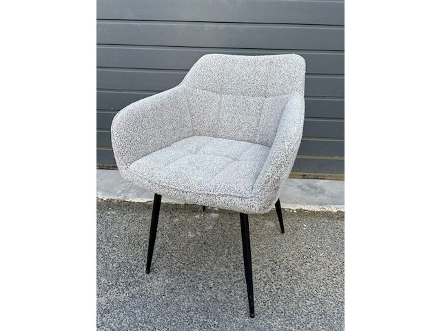 2x eetkamestoel grijs bouclé - afbeelding 2 van  2