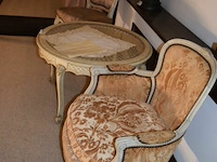 2x fauteuils met tafeltje rieten blad - afbeelding 1 van  4