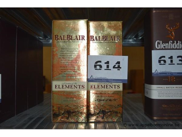 2x fles whisky, balblair, elements, 70cl - afbeelding 1 van  2