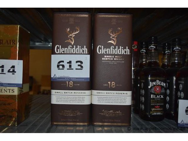 2x fles whisky, glenfiddich, single malt scotch whisky, small batch reserve, 18 jaar, 70cl - afbeelding 1 van  2
