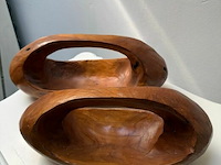 2x fruitschaal in teak - afbeelding 3 van  4