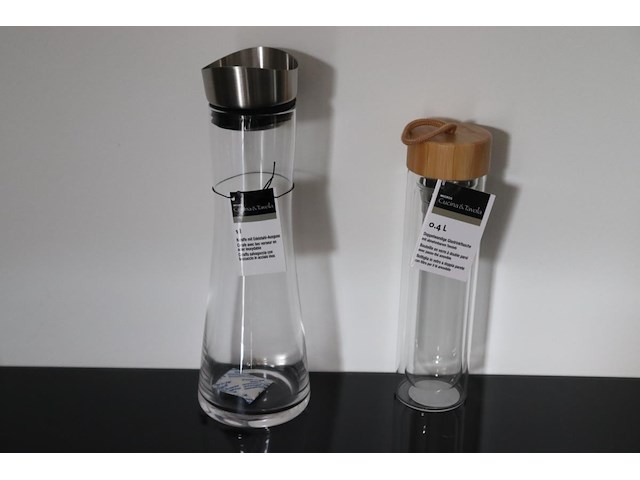 2x glazen flessen migros - afbeelding 1 van  5