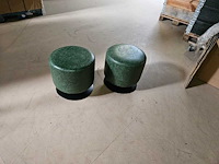 2x groen simili leder poef 40cm ø - afbeelding 1 van  2