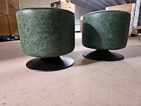 2x groen simili leder poef 40cm ø - afbeelding 2 van  2