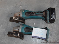 2x haakse slijper, makita, 18v, met accu, werking niet gekend - afbeelding 1 van  1