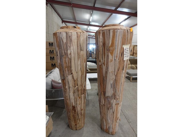 2x hoge vaas teak - afbeelding 1 van  3