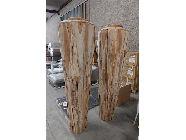 2x hoge vaas teak - afbeelding 2 van  3