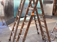 2x houten ladder - afbeelding 1 van  2