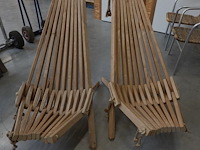 2x houten tuinstoel + 2 x stoel - afbeelding 1 van  2