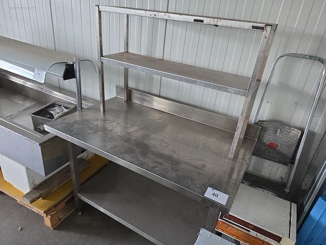 (2x) inox werktafel + chefrek 2 niv. - afbeelding 2 van  2