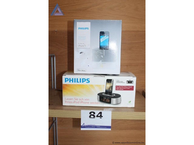 2x ipod/iphone docking station, philips, waarvan 1 voor iphone 5, werking niet gekend - afbeelding 1 van  2
