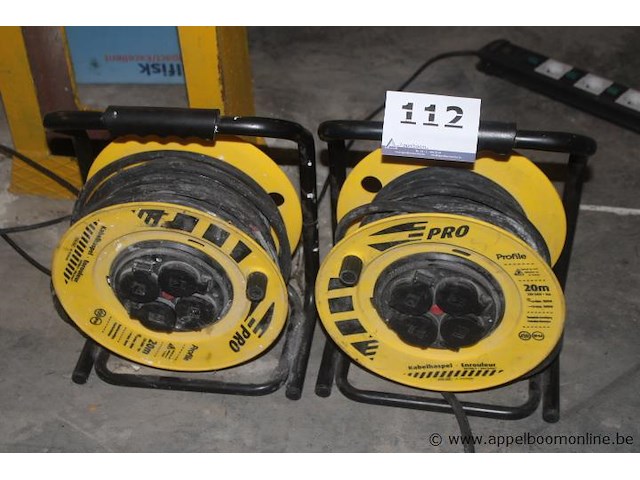 2x kabelhaspel, epro, profile, 20m, 4 stopcontacten, 220-240v, max. 3500w, ip44, werking niet gekend - afbeelding 1 van  2