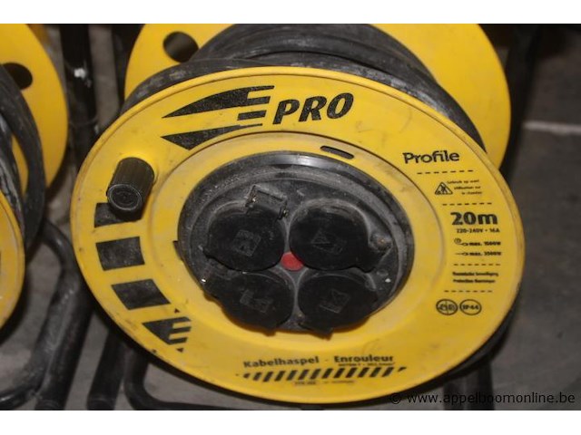2x kabelhaspel, epro, profile, 20m, 4 stopcontacten, 220-240v, max. 3500w, ip44, werking niet gekend - afbeelding 2 van  2