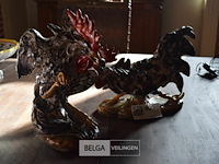 2x keramische beeldjes haan in majolica stijl - afbeelding 1 van  4