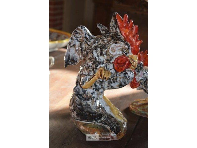 2x keramische beeldjes haan in majolica stijl - afbeelding 2 van  4