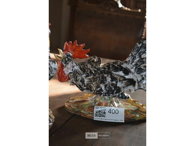 2x keramische beeldjes haan in majolica stijl - afbeelding 3 van  4