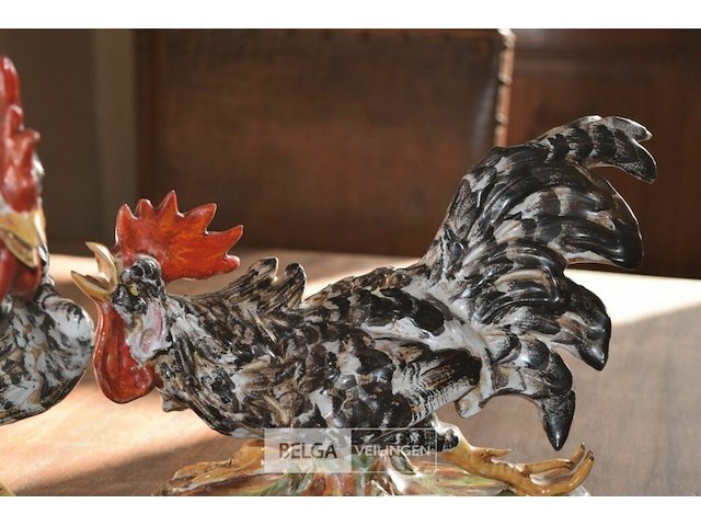 2x keramische beeldjes haan in majolica stijl - afbeelding 4 van  4