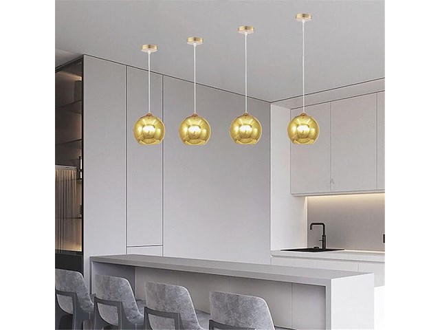 2x lfsem gouden glazen bol hanglamp (150 mm) - afbeelding 1 van  4