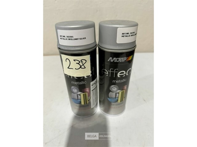 2x motip metallic brilliant zilver 400ml (houdbaar tot 2034) - afbeelding 1 van  3