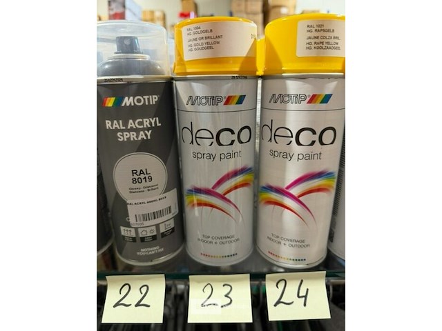 2x motip spray paint goudgeel ral1004 400ml (houdbaar tot 2034) - afbeelding 1 van  2