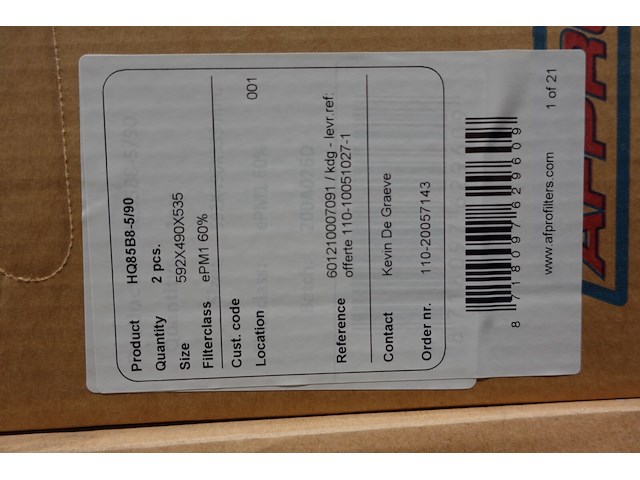 2x pallet diverse filters afpro - afbeelding 3 van  6