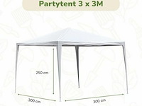2x partytent 3 x 3 - wit - afbeelding 2 van  3