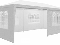 2x partytent 3 x 6 m - wit - met zijwanden - afbeelding 1 van  3