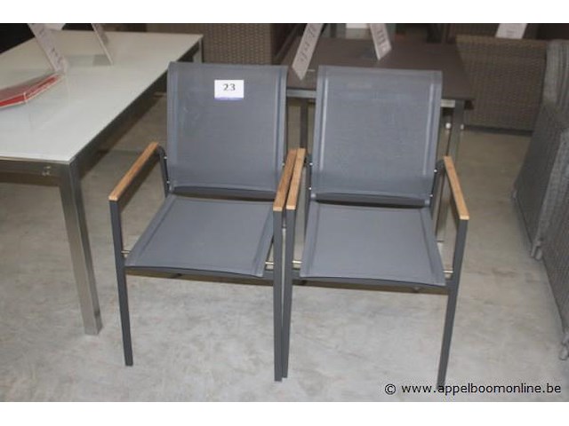 2x passion stacking chair stainless steel antraciet + teak arms - afbeelding 1 van  1