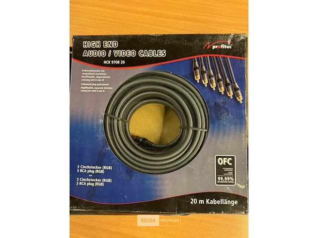 2x profitec high end audio kabel 3rca plug 6mm 20m - afbeelding 2 van  5