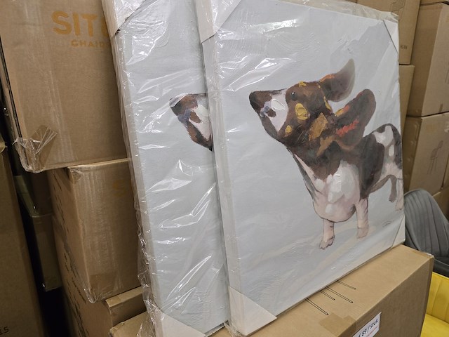 2x schilderij op doek - hond 60x60 - afbeelding 1 van  3