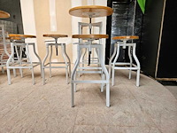 2x statafels en 8x barstoel wit/hout - afbeelding 2 van  7