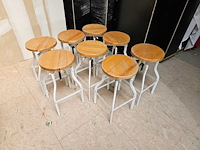 2x statafels en 8x barstoel wit/hout - afbeelding 6 van  7