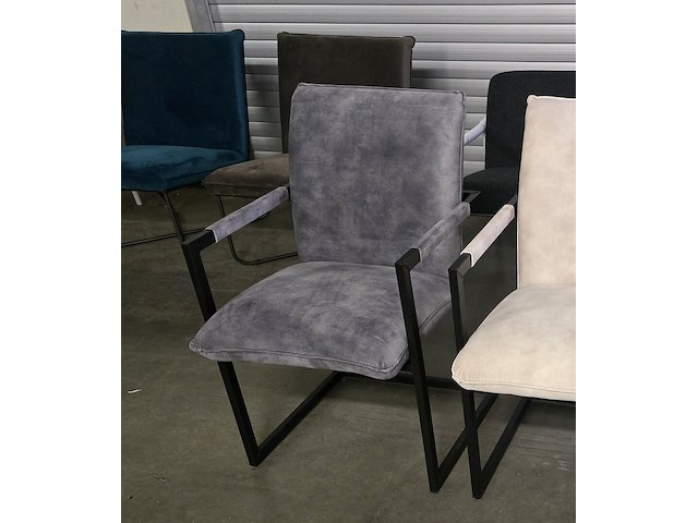 2x stoel boston grijze velvet - afbeelding 1 van  3